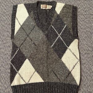 Vintage Gray Argyle Sweater Vest size S